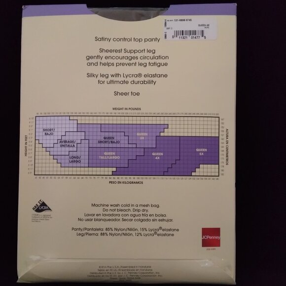 JCPenney East 5th Sheer Pantyhose Queen 4X Taupe Control Top Sheer Toe new - Picture 3 of 4